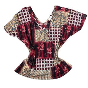 Zenobia Patchwork Top Hippie Boho Sz 2XL